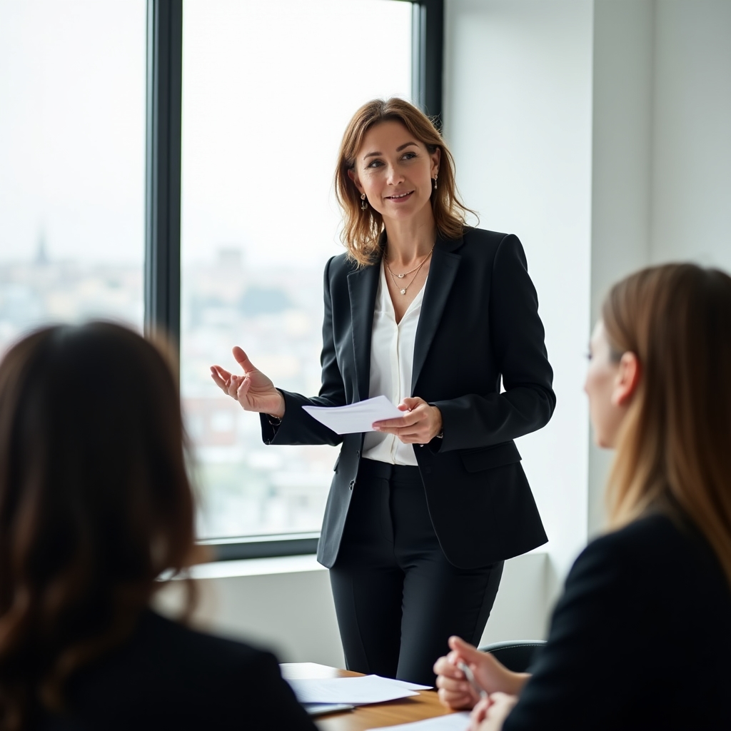 Programme facilitator with a group of women entrepreneurs in discussion